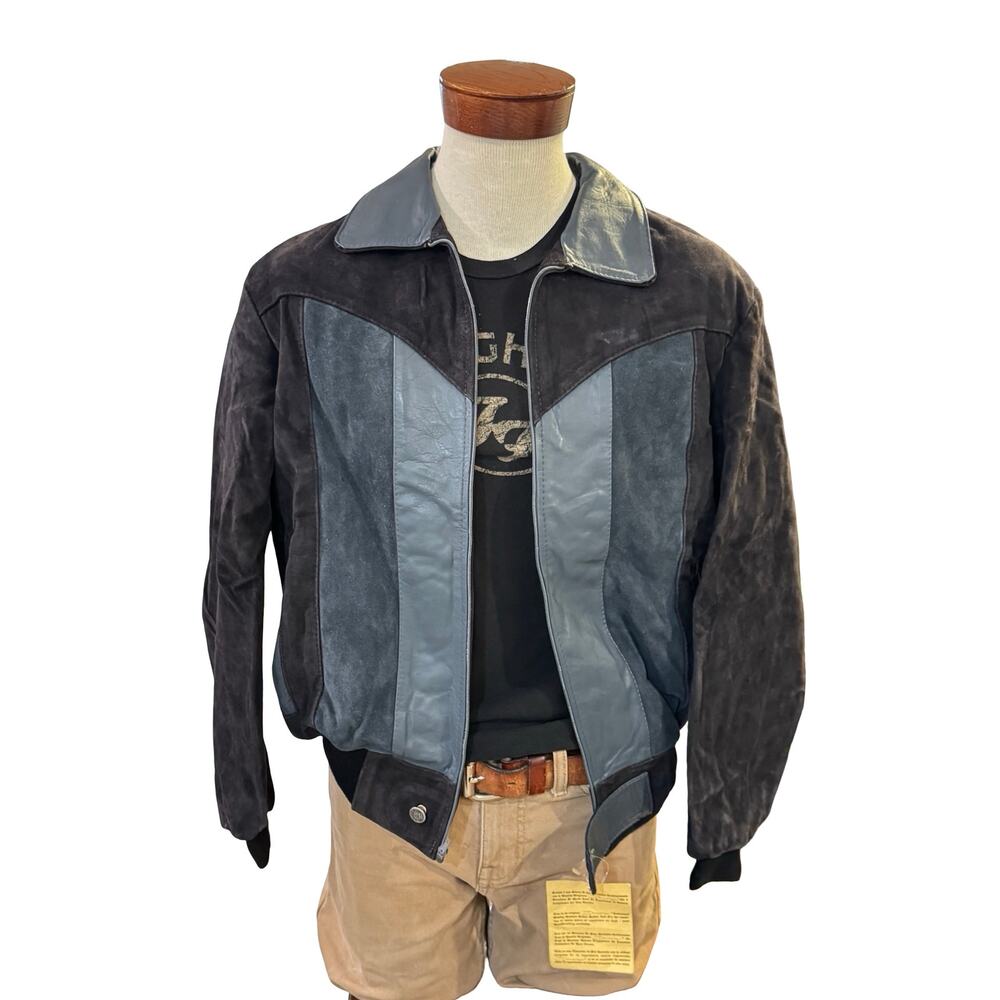 Vintage‎ Durior Italian Black Genuine Leather Bomber Jacket Large NWT Deadstock